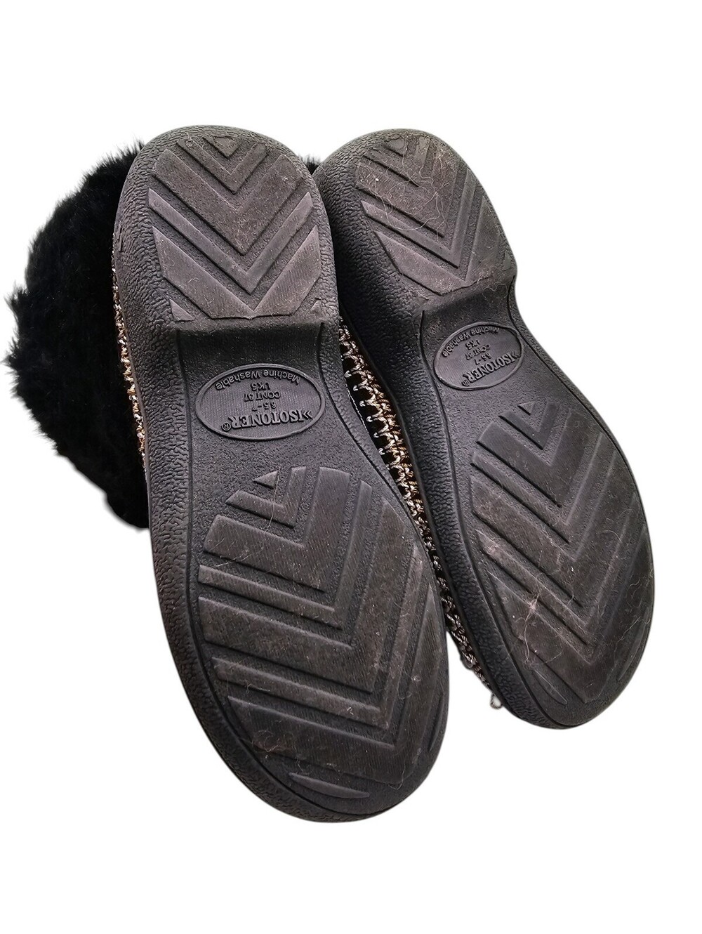 Isotoner Micro Suede Rory Hoodback model Fur Trim Slippers Sz 6.5-7 Black - Picture 4 of 6